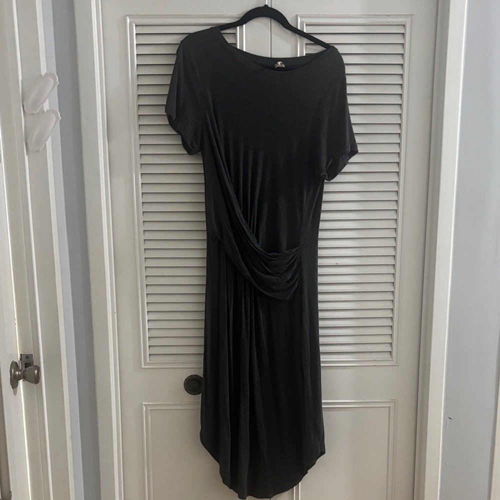 Draped Midi Dress with Short Sleeves